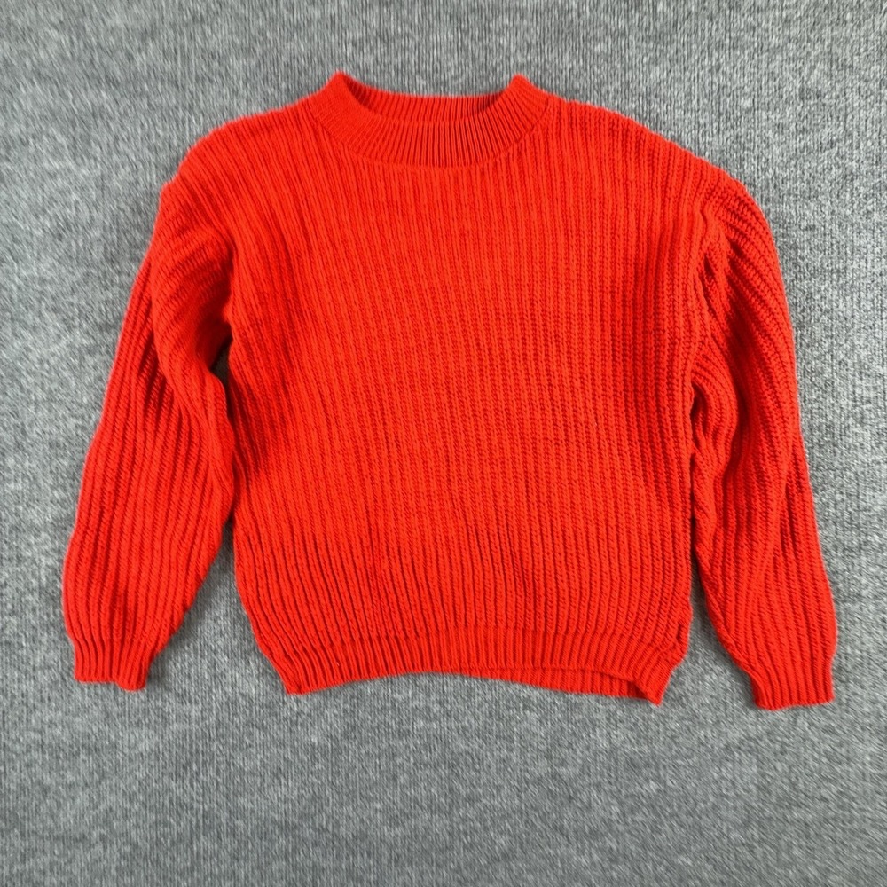 VTG Headliners Sweater Mens Medium Red Chunky Knit Crewneck Pullover Long Sleeve